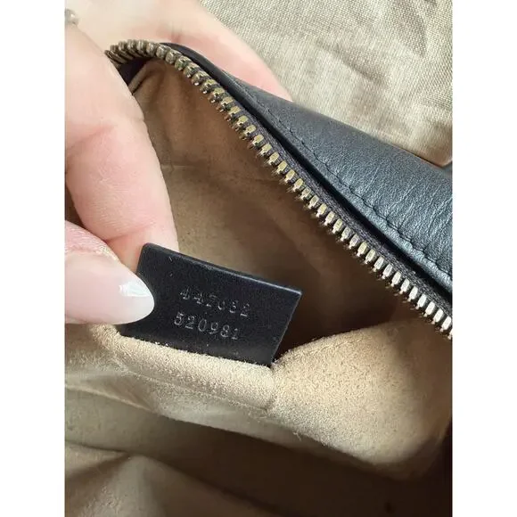 Gucci Crossbody Bag Womens Small Black Leather GG Marmont Camera Made In Italy - Picture 14 of 16